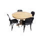 Tivoli Round Dining Table + 4 Bermuda Dining Chairs in Black, 150cm - Chocolate Wood