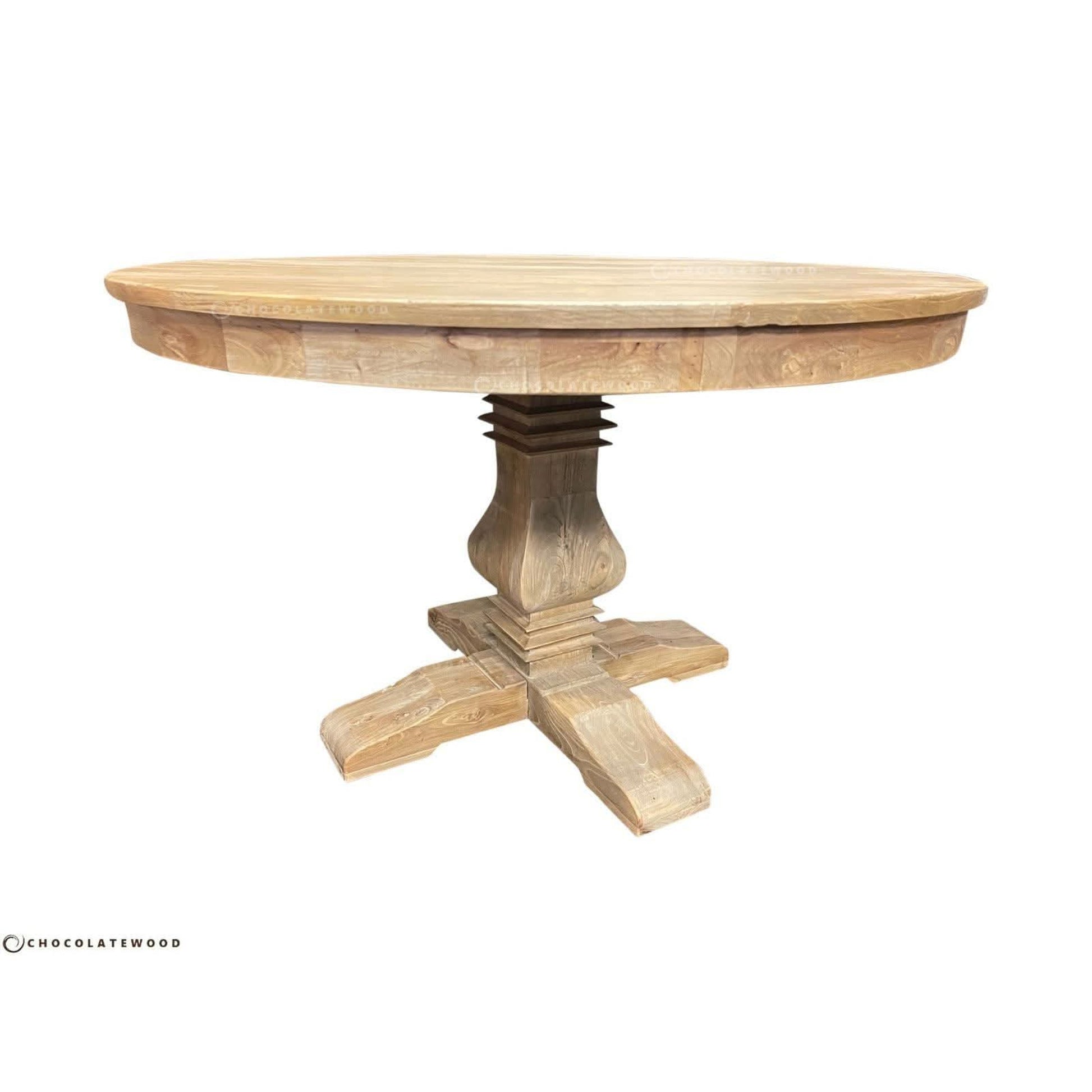 Tivoli Round Dining Table + 4 Bermuda Dining Chairs in Black, 150cm - Chocolate Wood