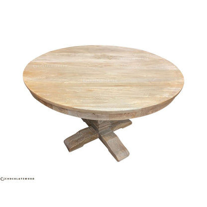 Tivoli Round Dining Table in Recycled Elm, 120cm - Chocolate Wood
