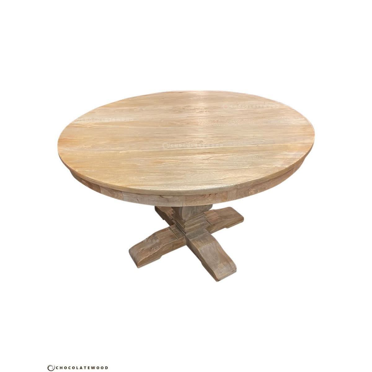 TIVOLI ROUND DINING TABLE IN RECYCLED ELM 120CM DIAMETER - MyChocolateWood