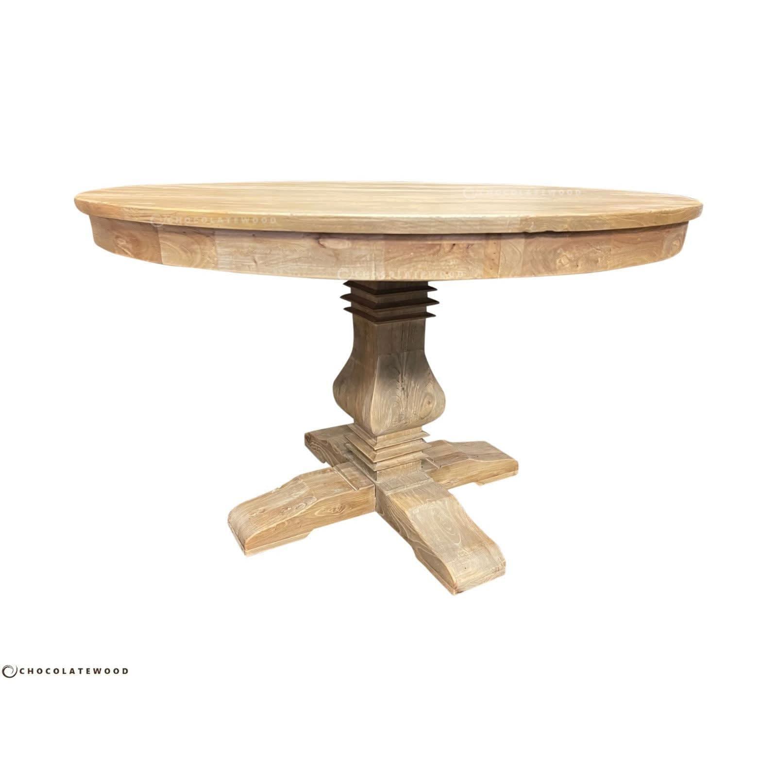 Tivoli Round Dining Table in Recycled Elm, 150cm - Chocolate Wood