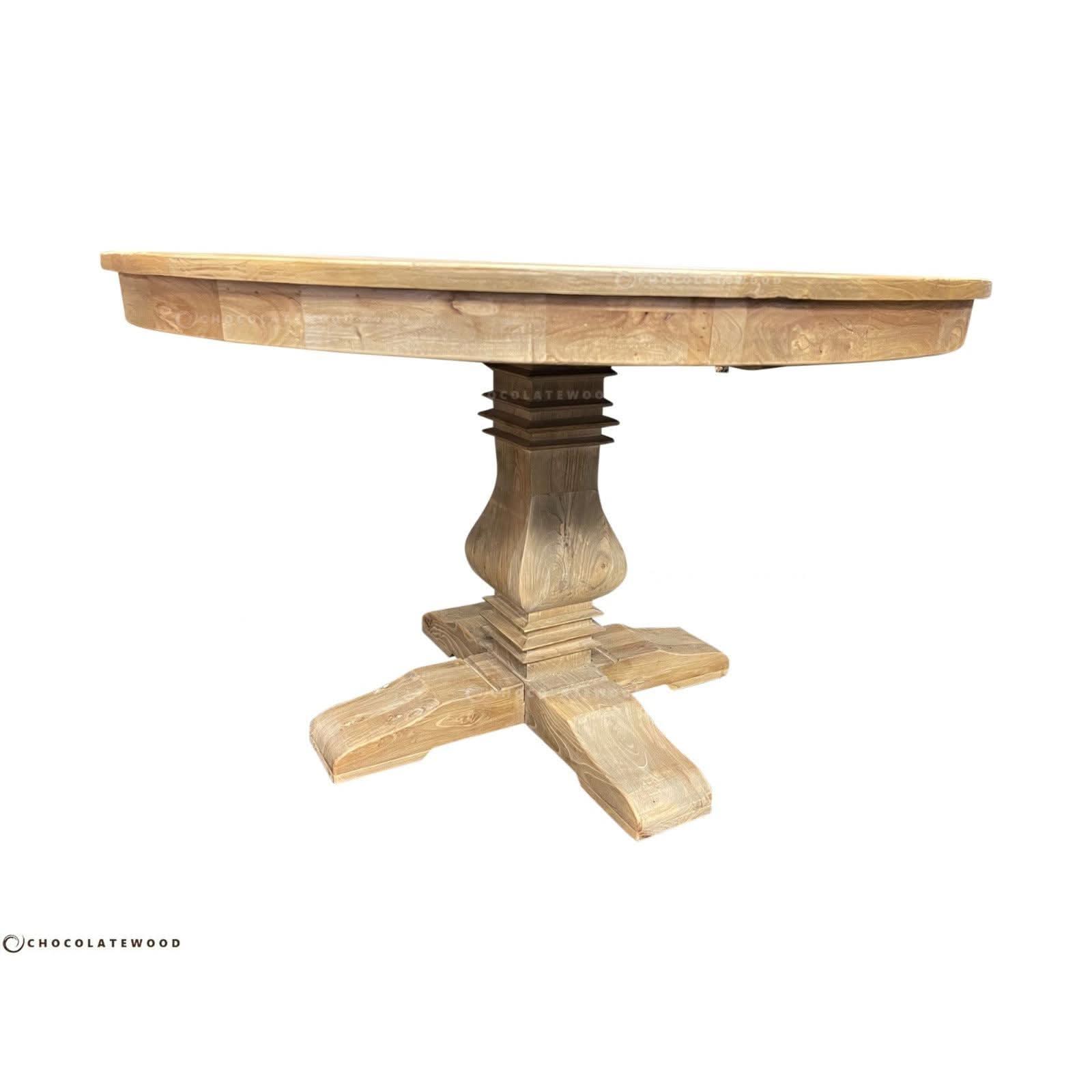 Tivoli Round Dining Table in Recycled Elm, 150cm - Chocolate Wood
