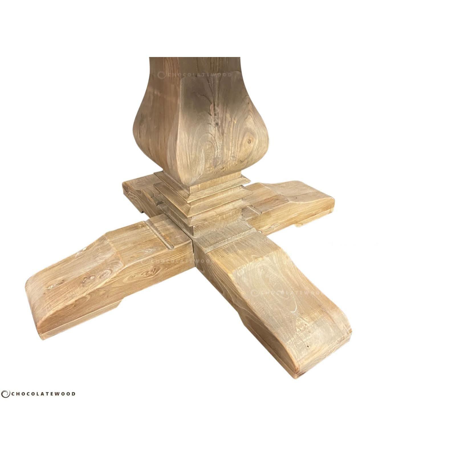 Tivoli Round Dining Table in Recycled Elm, 150cm - Chocolate Wood