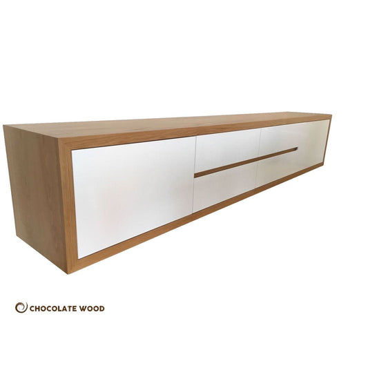 TOMAS AMERICAN OAK WALL MOUNTED TV/ENTERTAINMENT UNIT - MyChocolateWood