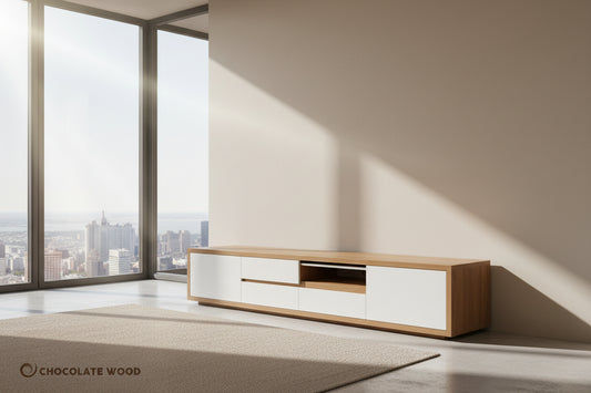 TOMAS AMERICAN OAK WALL MOUNTED TV/ENTERTAINMENT UNIT - MyChocolateWood