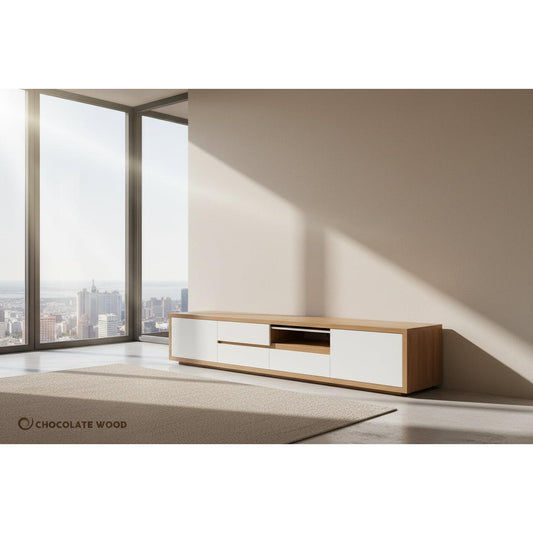 TOMAS AMERICAN OAK WALL MOUNTED TV/ENTERTAINMENT UNIT - MyChocolateWood