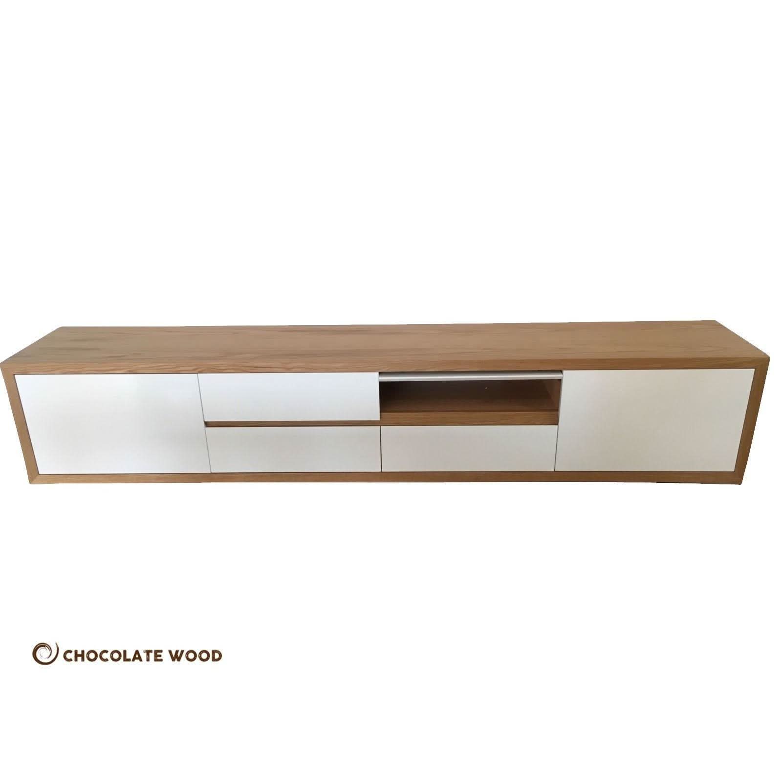 TOMAS AMERICAN OAK WALL MOUNTED TV/ENTERTAINMENT UNIT - MyChocolateWood