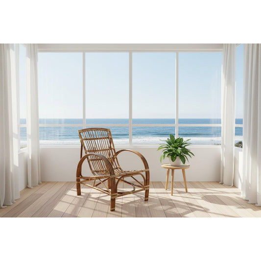 TOMO NATURAL RATTAN VERANDAH CHAIR LOUNGE CHAIR ACCENT CHAIR/ ARMCHAIR /EASY CHAIR - MyChocolateWood