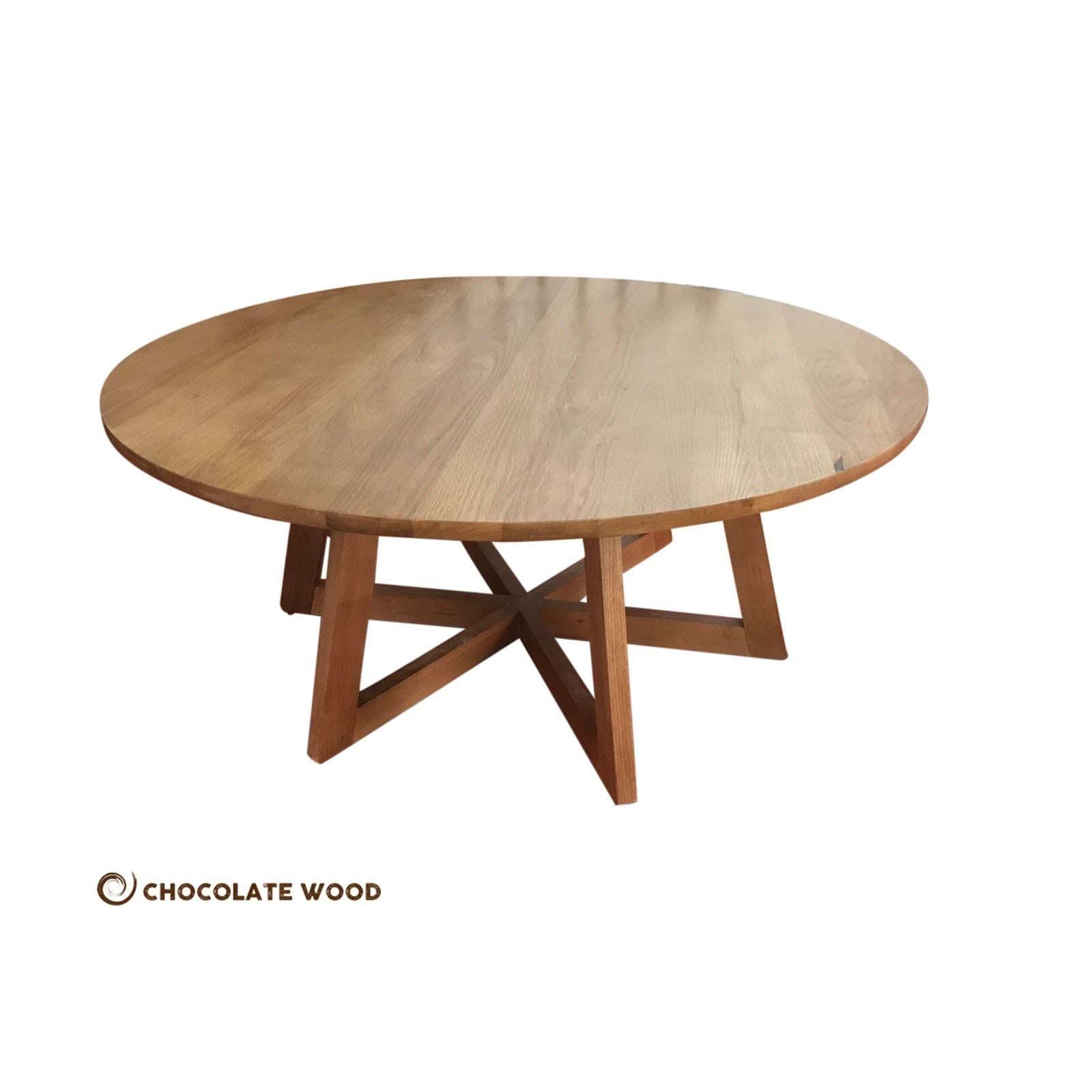 TORRENT ROUND DINING TABLE IN SOLID TASSIE OAK 180CM - CUSTOM MADE - MyChocolateWood