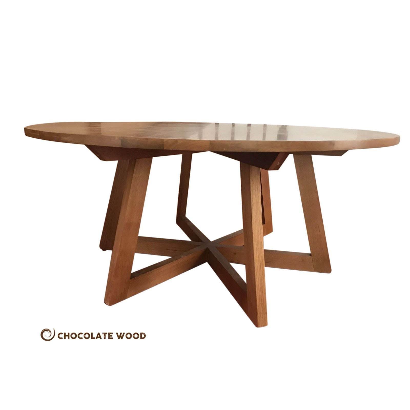 TORRENT ROUND DINING TABLE IN SOLID TASSIE OAK 180CM - CUSTOM MADE - MyChocolateWood
