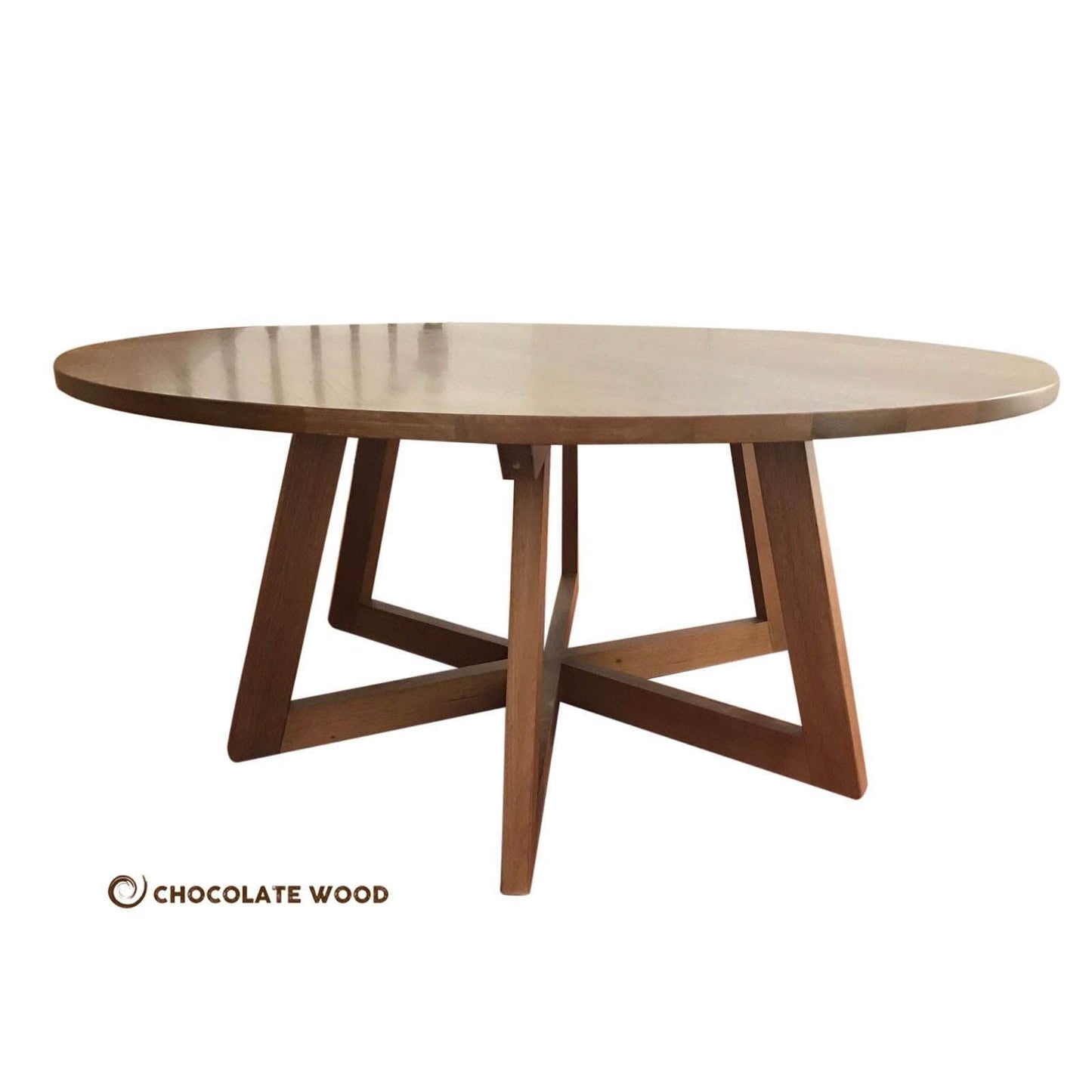 TORRENT ROUND DINING TABLE IN SOLID TASSIE OAK 180CM - CUSTOM MADE - MyChocolateWood
