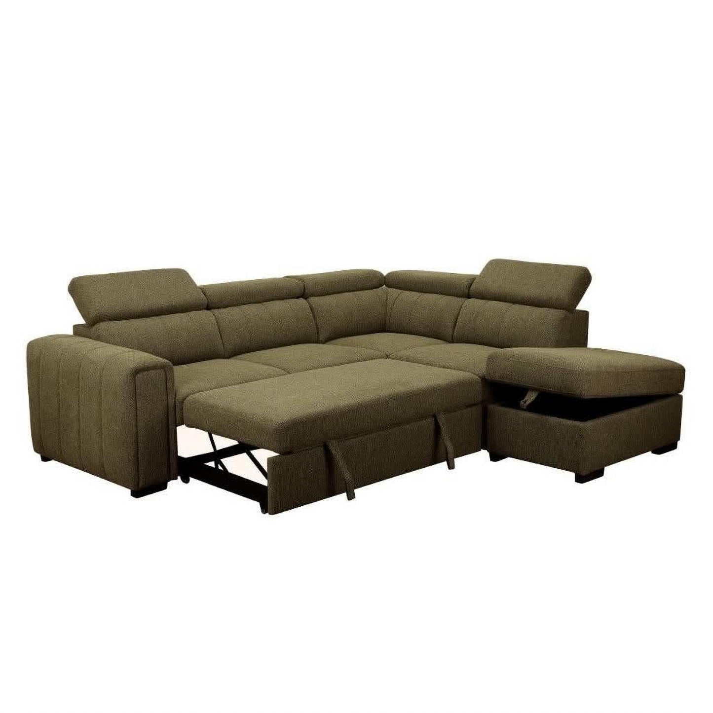Traynor Fabric 2-Seater Sofa Bed with Right Hand Chaise in Green angle