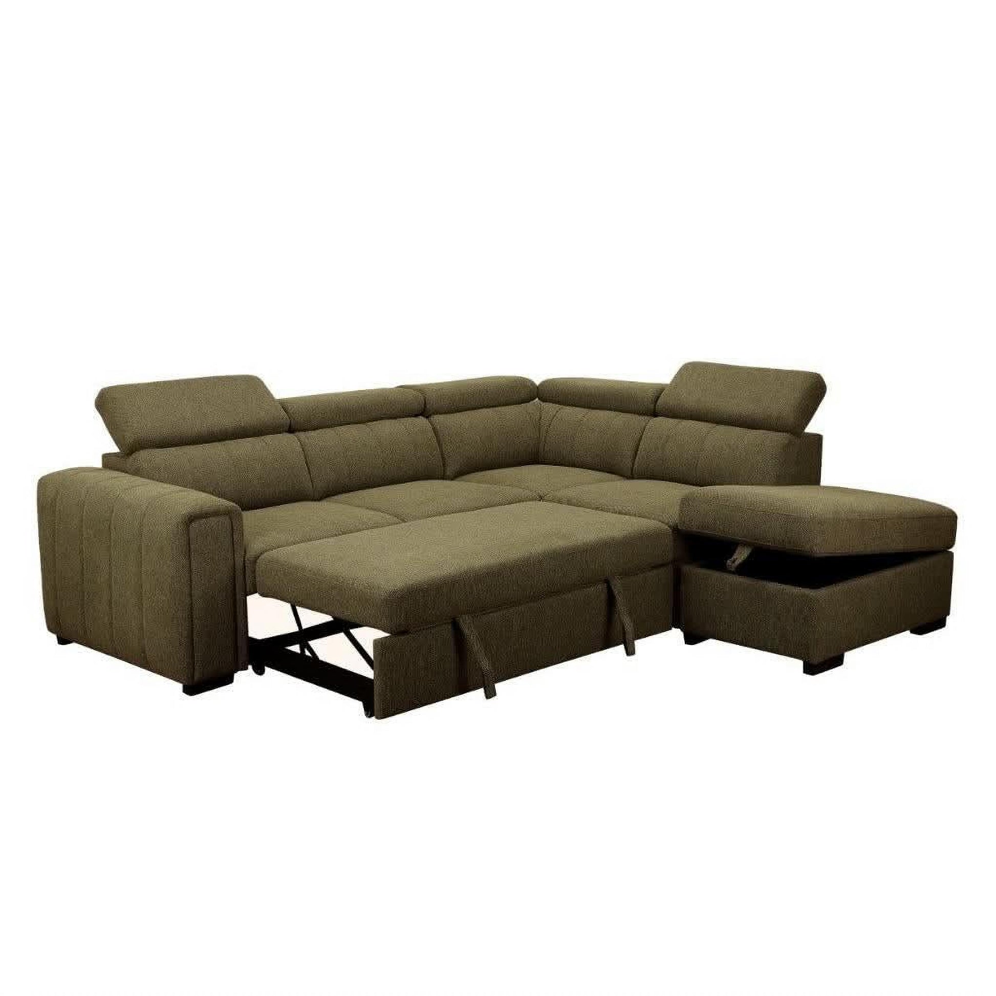 Traynor Fabric 2-Seater Sofa Bed with Right Hand Chaise in Green angle