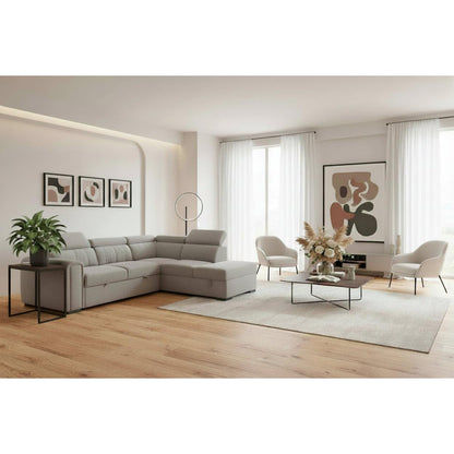 TRAYNOR FABRIC 2-SEATER W/SOFA BED & RHF CHAISE GREY