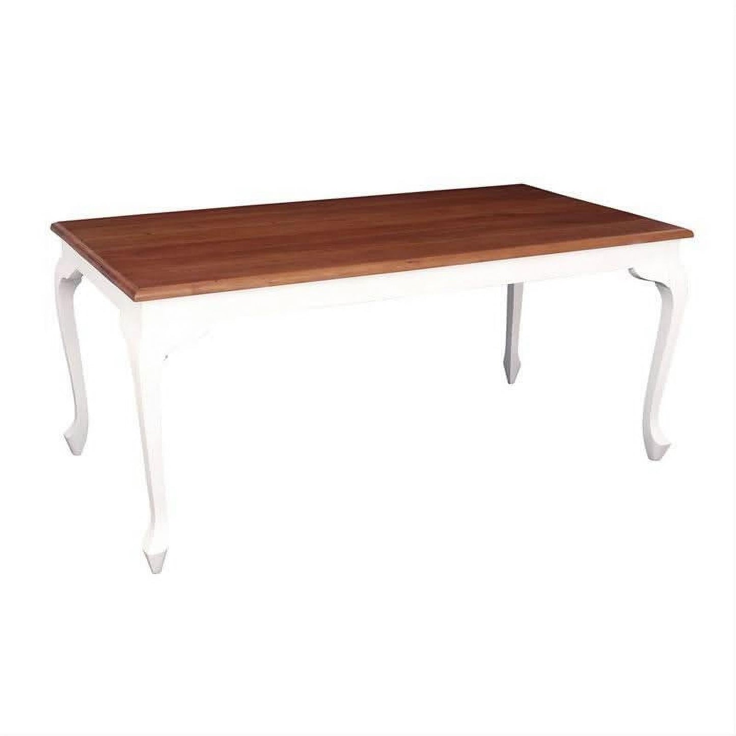 TWO TONE QUEEN ANNE DINING TABLE IN SOLID MAHOGANY - WHITE/CARAMEL 180CM