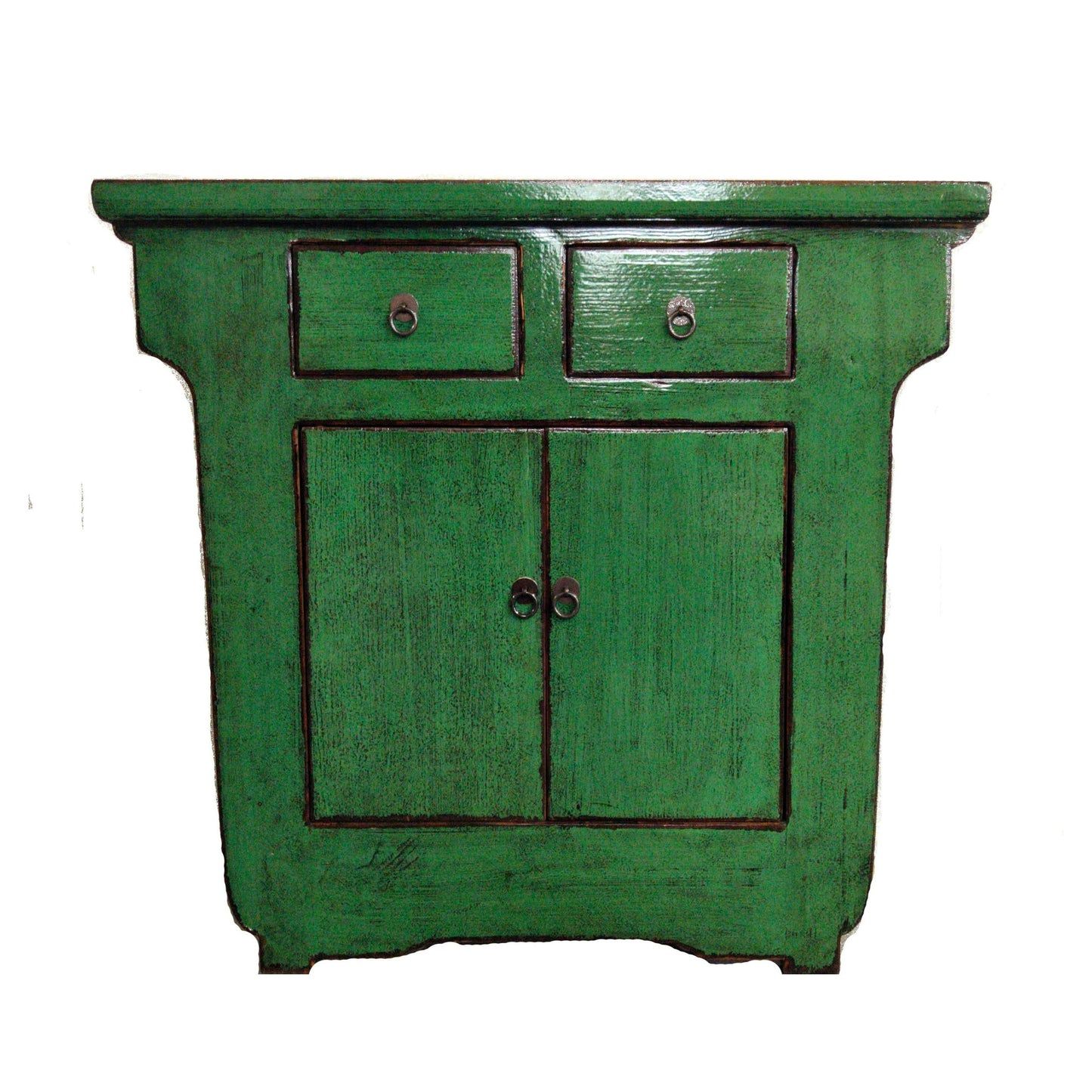 USHUN NGH003 CHINESE ANTIQUE RECYCLED PINE TIMBER CABINET CUPBOARD TABLE GREEN
