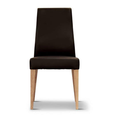 VALANCE BLACK PU DINING CHAIR WITH NATURAL LEGS IN TASSIE OAK