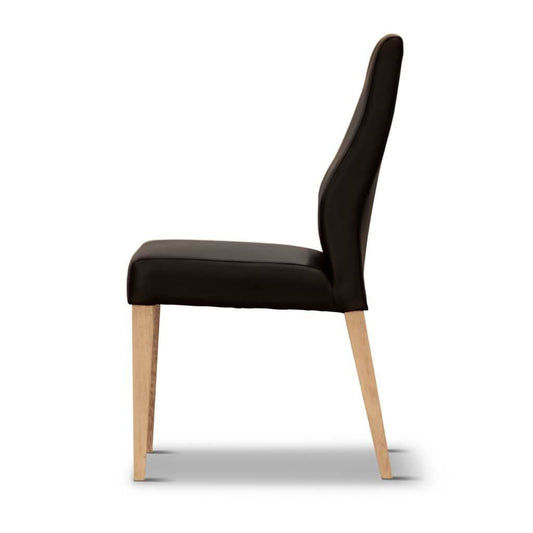 VALANCE BLACK PU DINING CHAIR WITH NATURAL LEGS IN TASSIE OAK - MyChocolateWood