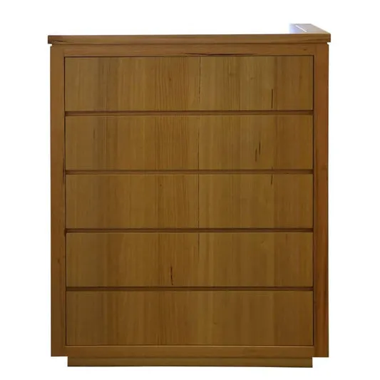 VALANCE MESSMATE TALLBOY/5 DRAWER CHEST OF DRAWERS IN CLEAR LACQUER - MyChocolateWood