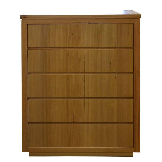 VALANCE MESSMATE TALLBOY/5 DRAWER CHEST OF DRAWERS IN CLEAR LACQUER - MyChocolateWood
