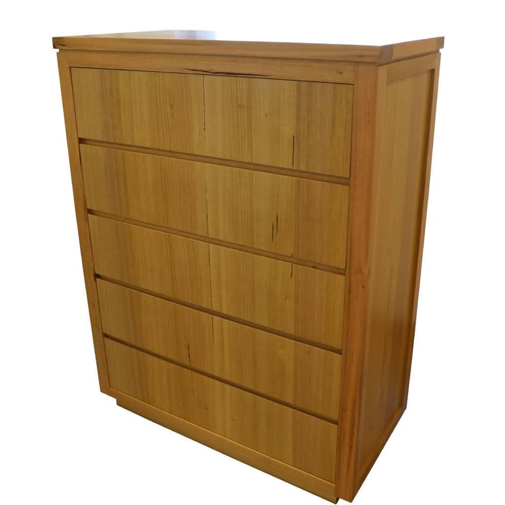 VALANCE MESSMATE TALLBOY/5 DRAWER CHEST OF DRAWERS IN CLEAR LACQUER - MyChocolateWood