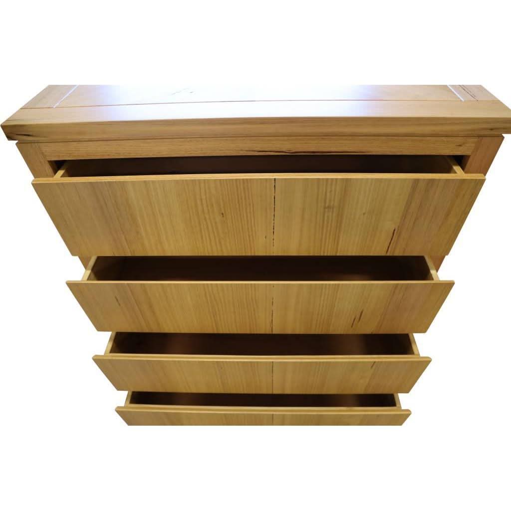 VALANCE MESSMATE TALLBOY/5 DRAWER CHEST OF DRAWERS IN CLEAR LACQUER - MyChocolateWood