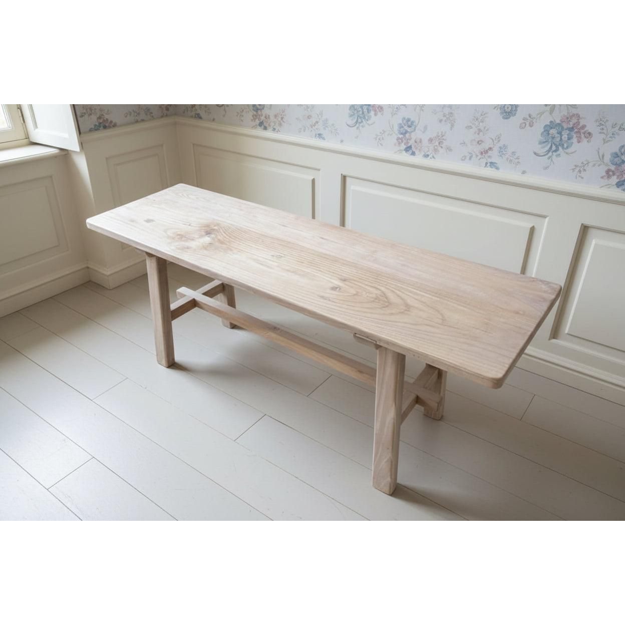 VALENCIA FARMHOUSE RUSTIC BENCH IN RECYCLED ELM FULL LENGTH 120CM - MyChocolateWood