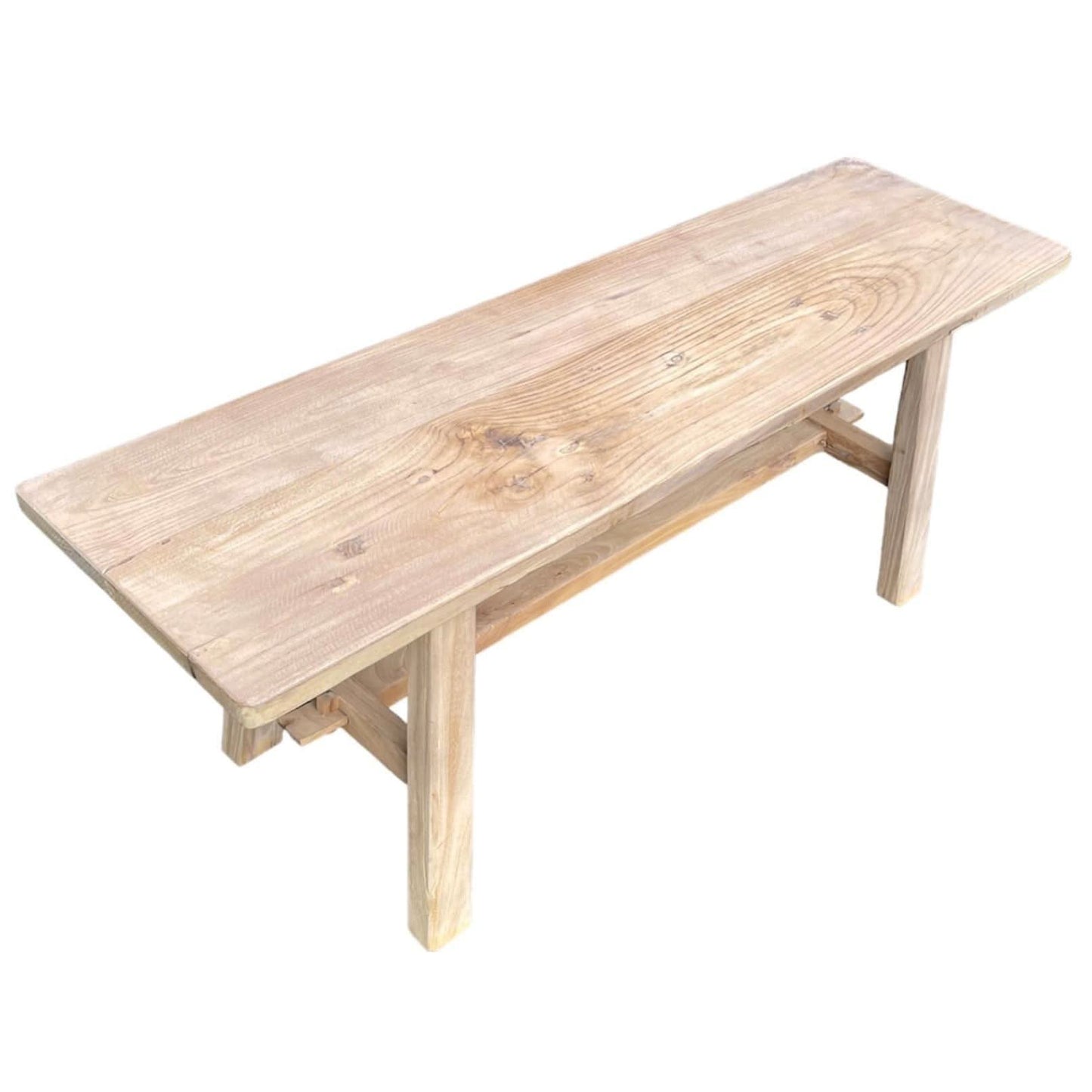 VALENCIA FARMHOUSE RUSTIC BENCH IN RECYCLED ELM FULL LENGTH 120CM - MyChocolateWood