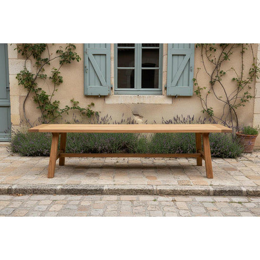 VALENCIA FARMHOUSE RUSTIC BENCH IN RECYCLED ELM WITH BREAD BOARD ENDS 180CM - MyChocolateWood