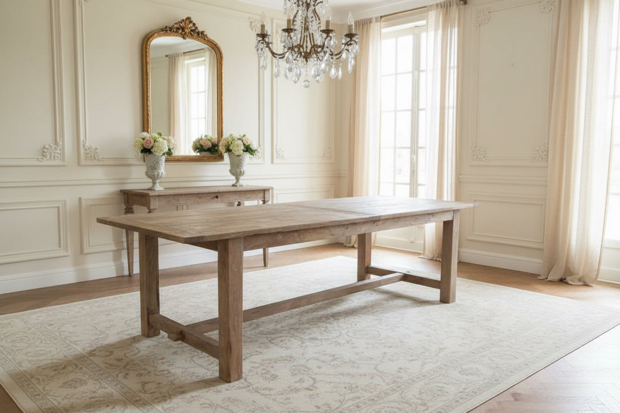 VALENCIA RECYCLED ELM FARMHOUSE DINING TABLE 184CM - MyChocolateWood
