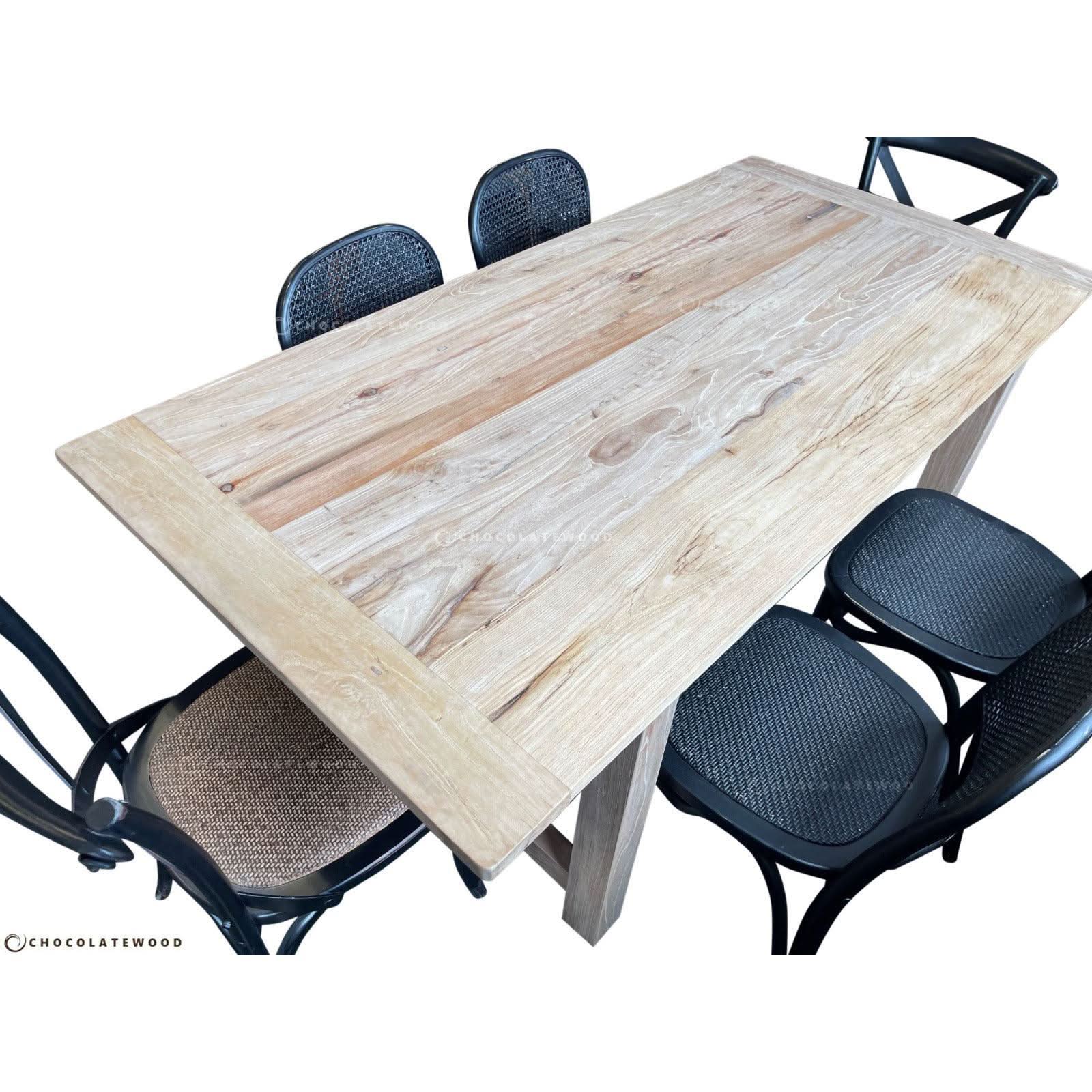 Valencia Recycled Elm Farmhouse Dining Table 240cm end