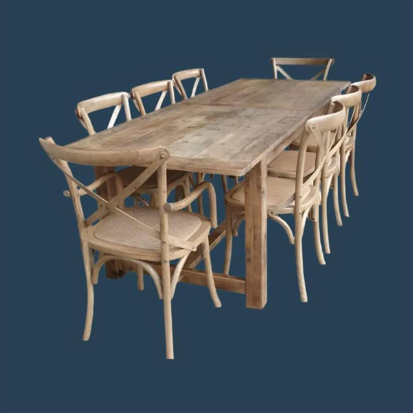 Valencia Recycled Elm Farmhouse Dining Table 290cm angle