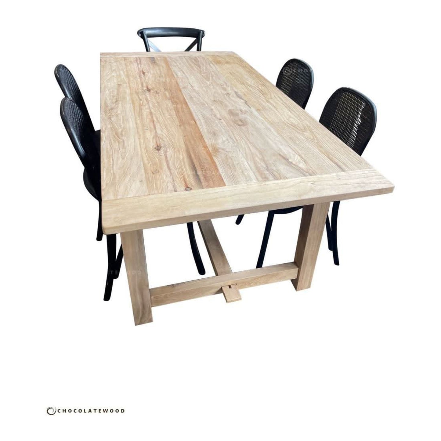 Valencia Recycled Elm Farmhouse Dining Table 290cm leg