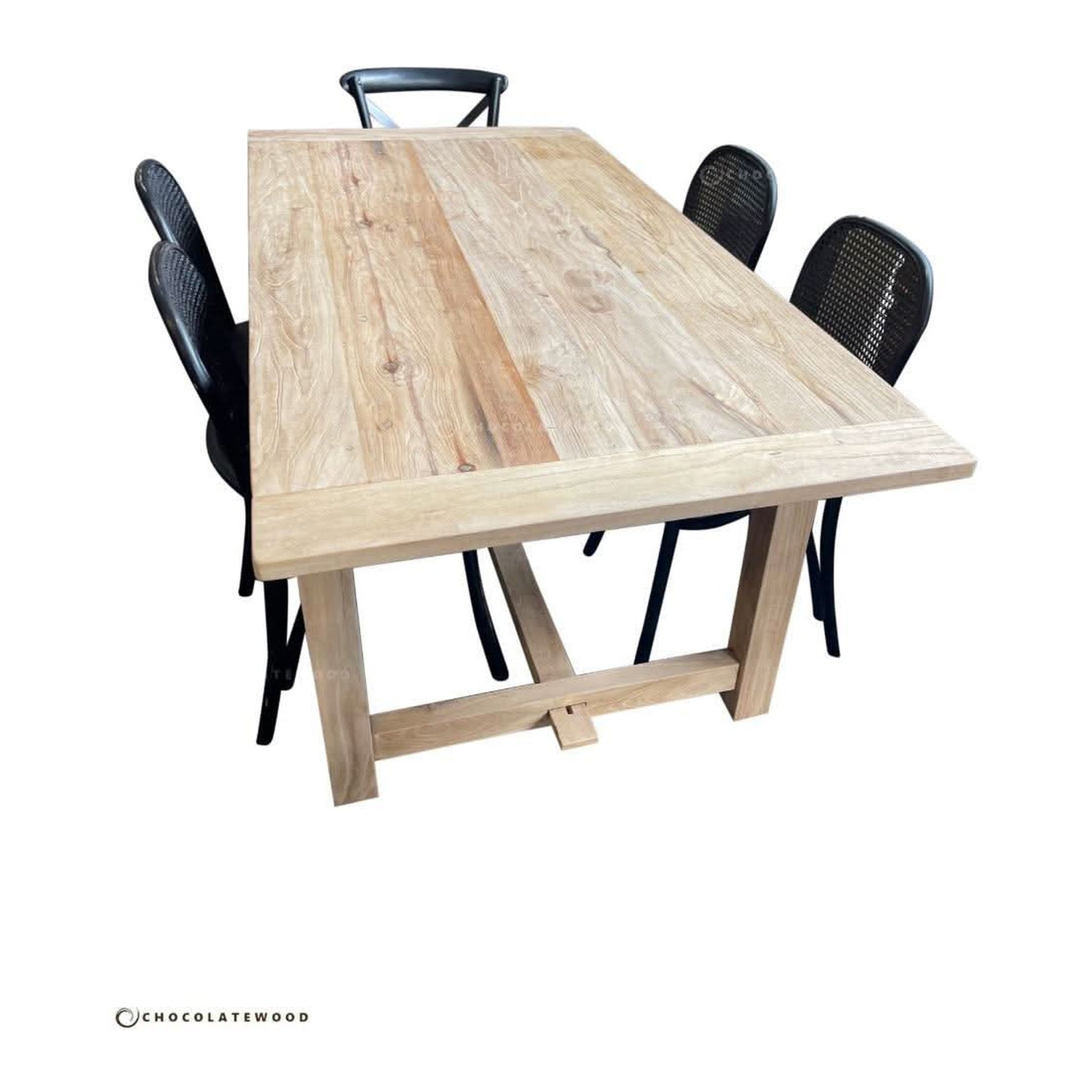 Valencia Recycled Elm Farmhouse Dining Table 290cm leg