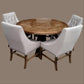 Valentina Reclaimed Elm Wood Round Dining Table 120cm in Distressed White - Chocolate Wood