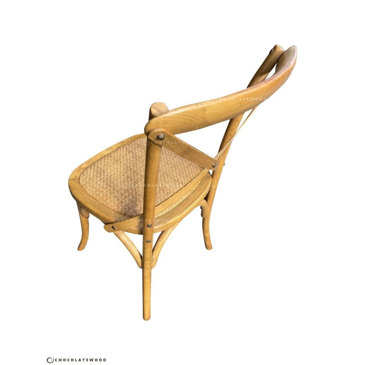 VALENTINA RECLAIMED ELMWOOD ROUND DINING TABLE 120CM- ALL NATURAL+ 5 MELROSE CROSS BACK CHAIRS IN NATURAL - MyChocolateWood