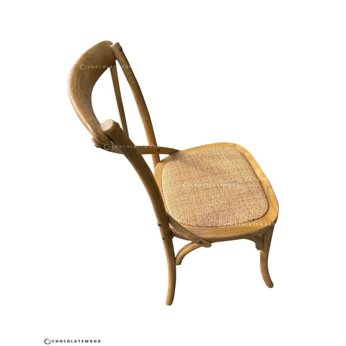 VALENTINA RECLAIMED ELMWOOD ROUND DINING TABLE 120CM- ALL NATURAL+ 5 MELROSE CROSS BACK CHAIRS IN NATURAL - MyChocolateWood