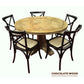 VALENTINA RECLAIMED ELMWOOD ROUND DINING TABLE 120CM- ALL NATURAL+ 5 MELROSE CROSS BACK CHAIRS IN SOLID BLACK - MyChocolateWood