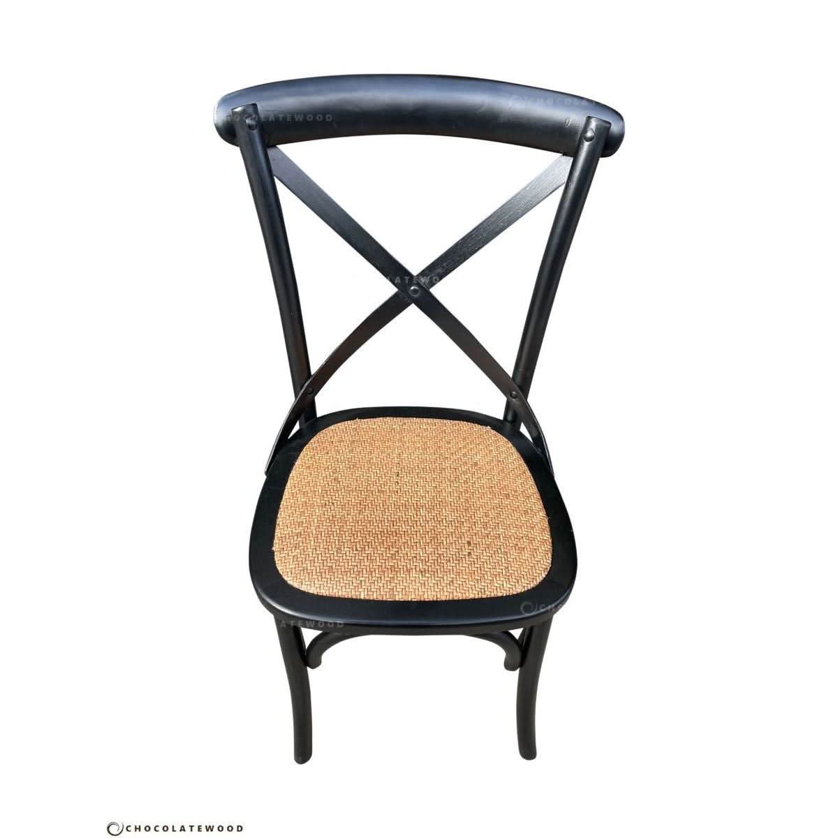 VALENTINA RECLAIMED ELMWOOD ROUND DINING TABLE 120CM- ALL NATURAL+ 5 MELROSE CROSS BACK CHAIRS IN SOLID BLACK - MyChocolateWood