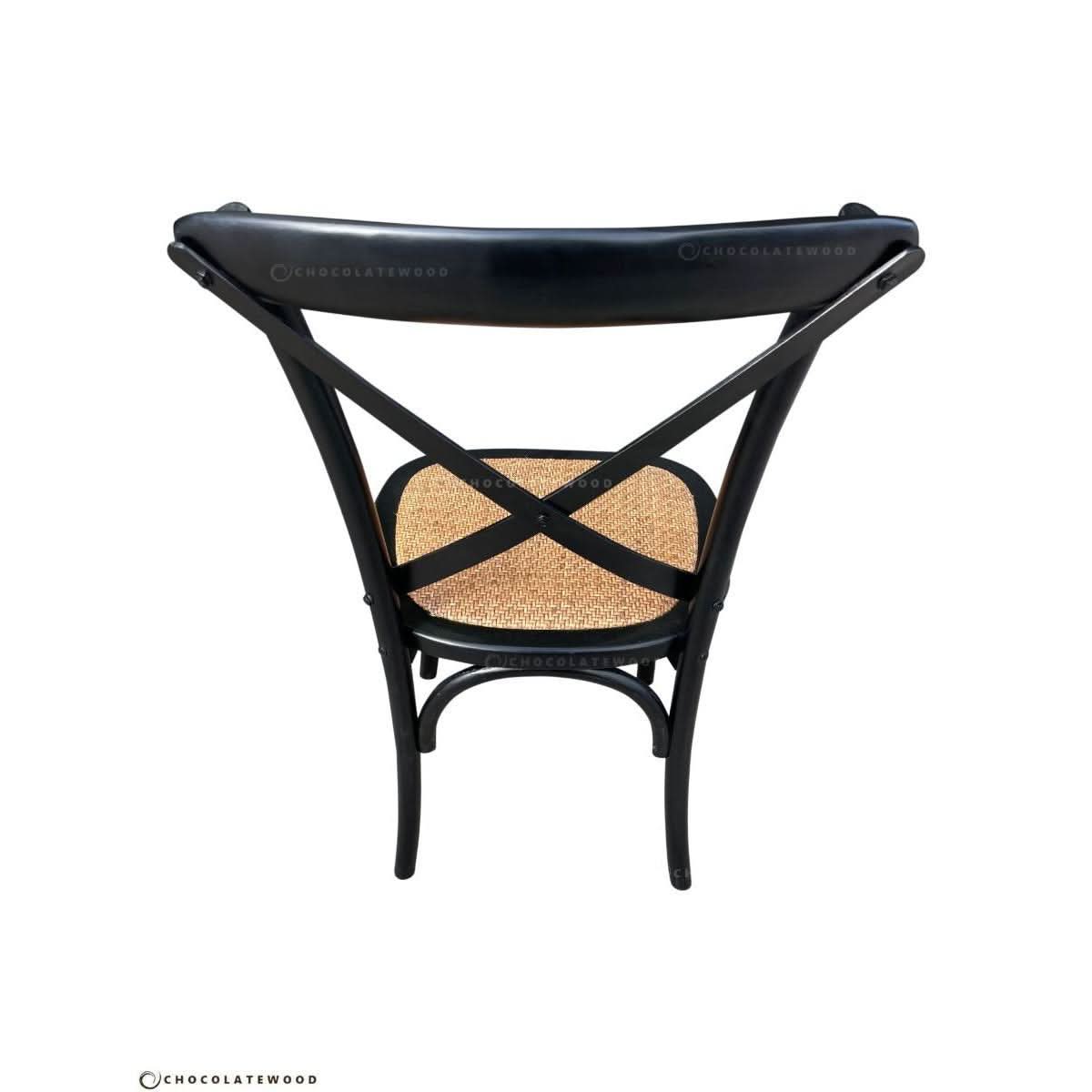 VALENTINA RECLAIMED ELMWOOD ROUND DINING TABLE 120CM- ALL NATURAL+ 5 MELROSE CROSS BACK CHAIRS IN SOLID BLACK - MyChocolateWood