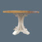 VALENTINA RECLAIMED ELMWOOD ROUND DINING TABLE 140CM- DISTRESSED WHITE BASE - MyChocolateWood
