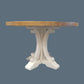Valentina Reclaimed Elm Wood Round Dining Table 140cm in Distressed White - Chocolate Wood