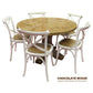 VALENTINA ROUND DINING TABLE 120CM- ALL NATURAL+ 5 MELROSE CROSS BACK CHAIRS IN SOLID WHITE - MyChocolateWood