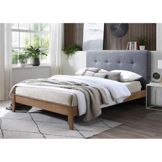VARGAS FABRIC QUEEN BED WITH USB DARK GREY - MyChocolateWood