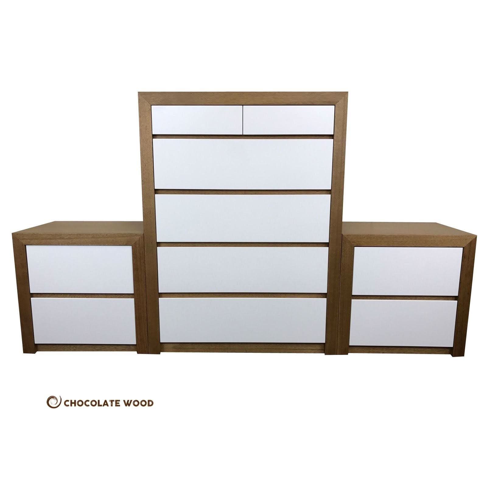 VELMONT 3 PIECE PACKAGE DEAL IN TASSIE OAK - 2 BEDSIDE TABLES + 1 TALLBOY  - AUSTRALIAN CUSTOM MADE TO ORDER - MyChocolateWood