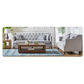 VENIER 2 SEATER FABRIC QUILTED & STUDDED SOFA LATTE - MyChocolateWood
