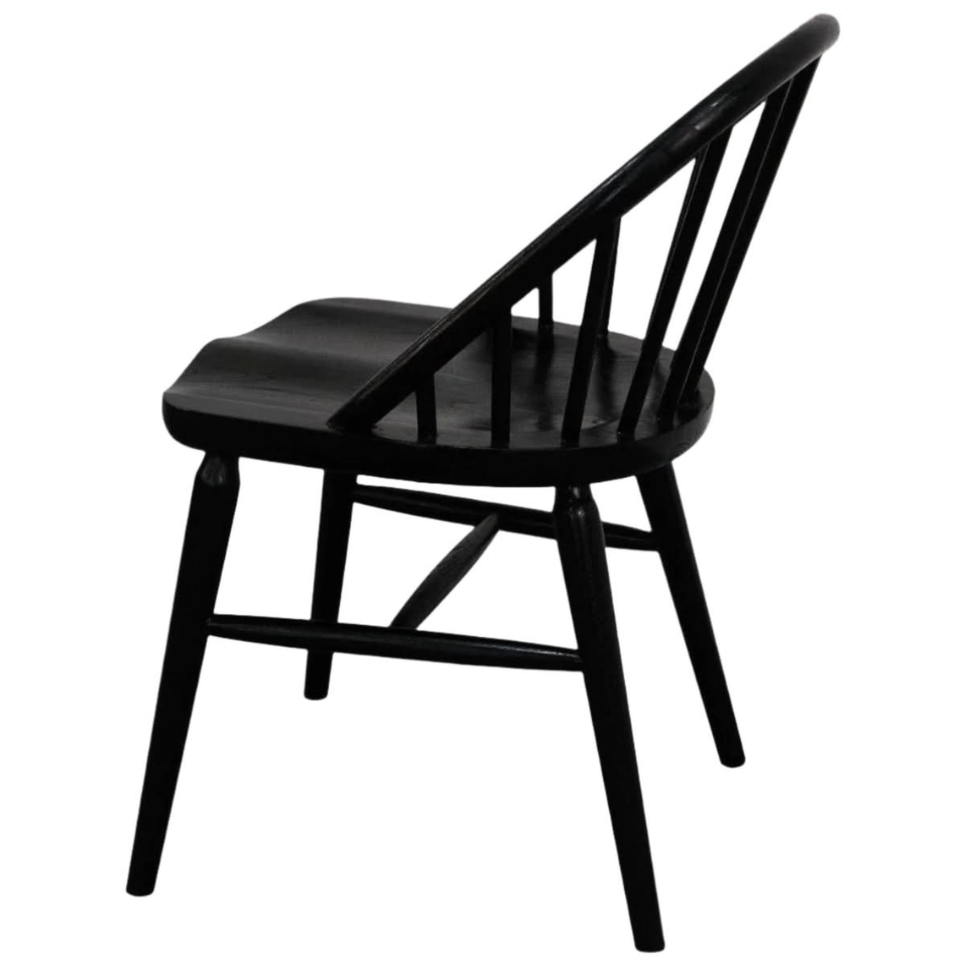 Vera Solid Oak Dining Chair in Black side view