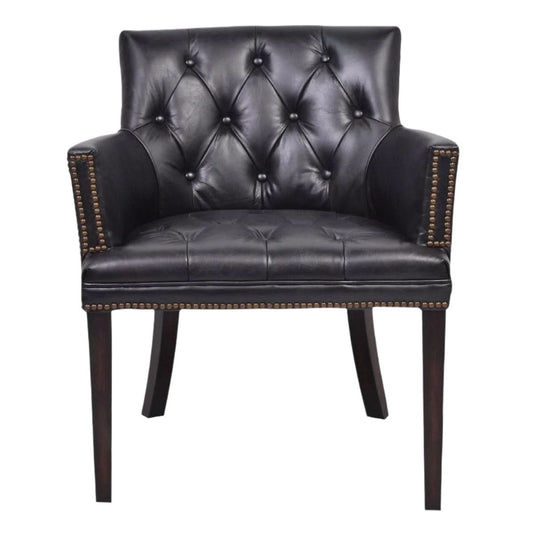VERDON ARMCHAIR/ACCENT ARMCHAIR VINTAGE LEATHER CHAIR IN WORN COAL - MyChocolateWood