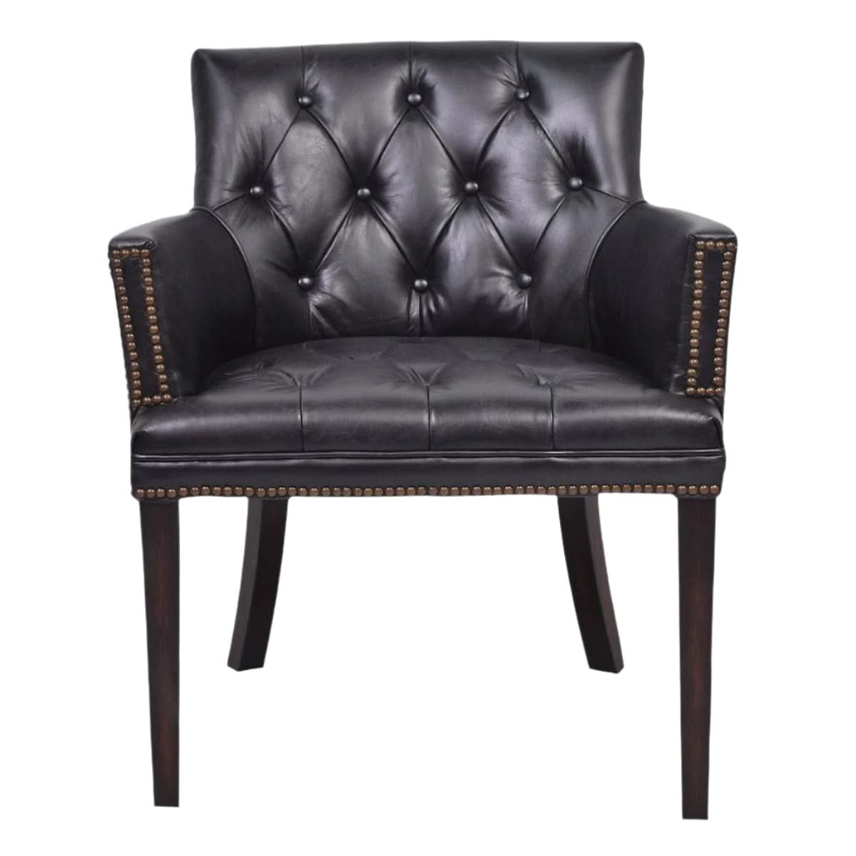 Verdon Vintage Leather Armchair in Worn Coal