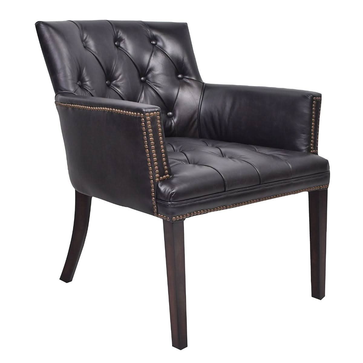 Verdon Vintage Leather Armchair in Worn Coal angle